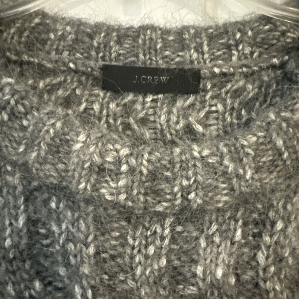 J. Crew Sweater Women Medium Gray Alpaca Merino Chunky Knit Crewneck Boxy Fit - Picture 2 of 7